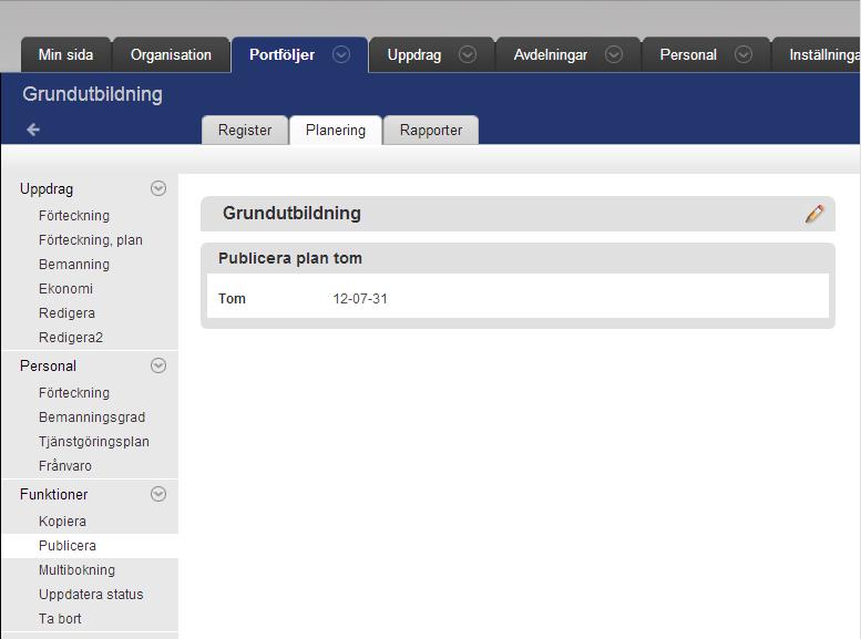 Under Organsiation och Översikt / Uppdrag