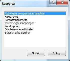 Ordernummer för aktiviteteter införs För varje aktivitet kan man ange ett ordernummer, flera aktiviteter kan ha samma ordernummer.