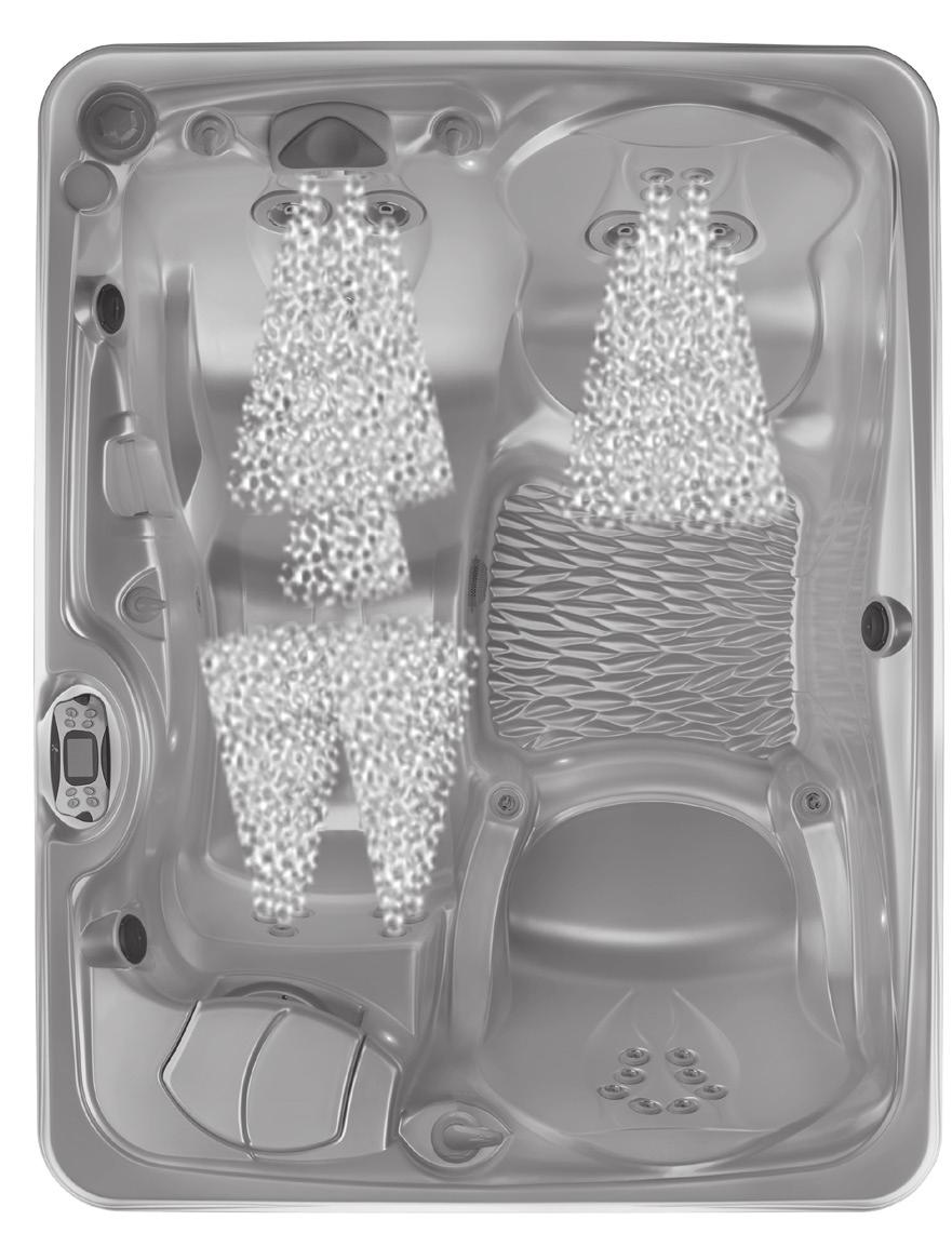 KAUAI JETSYSTEMMENY d c b e c a SYSTEM 1 MENY A (Avledare i -läge) I ULTRAMASSAGE-sitsen a. 6 SOLE SOOTHERS b. 3 VERSASSAGE-jetstrålar c.