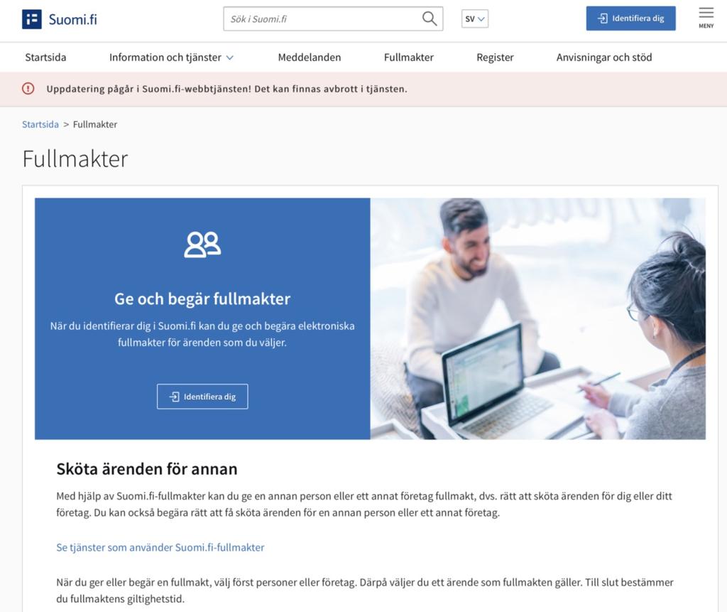 Hur ger jag själv en ärendefullmakt? Identifiera dig i Suomi.