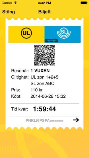 SL:s periodbiljetter tillsammans med kvitto på kortinnehållet gäller för lokala resor i Stockholms län. SL-biljetter gäller inte för resa i Uppsala län på UL:s bussar.