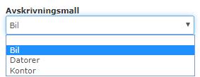 3.1. Expandern "Avskrivning" Här lägger du in den information som ska ligga till grund för de automatiska avskrivningarna. 1.