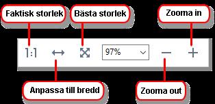 Zoomningsfunktionen låter dig zooma in och ut i dokumentet.