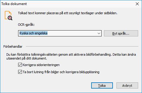 Korrigera sidans orientering, skevning, förvrängd text och andra defekter För att göra kosmetiska ändringar på utseendet hos ett inläst dokument, klicka på Räta upp och korrigera