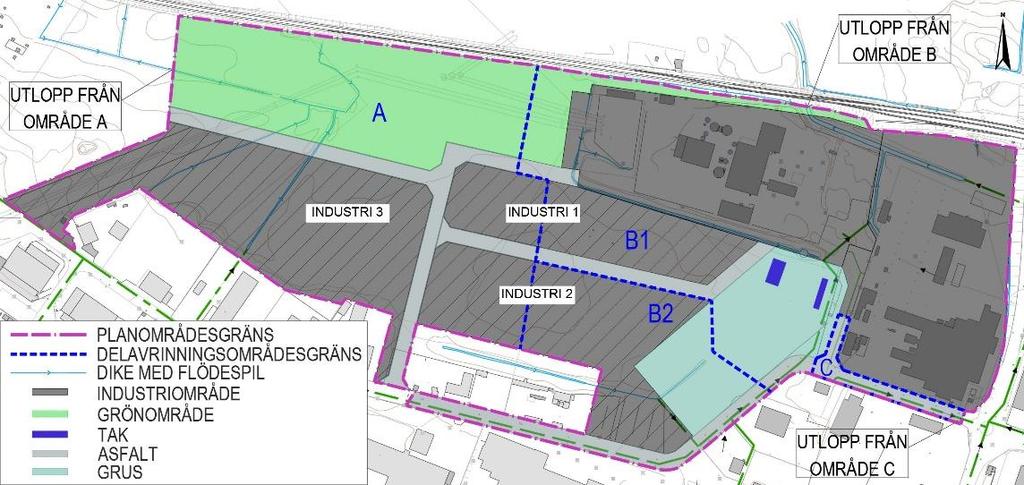 Tabell 5. Dimensionerande dagvattenflöden för ett 10-årsregn för befintlig situation inom planområdet.