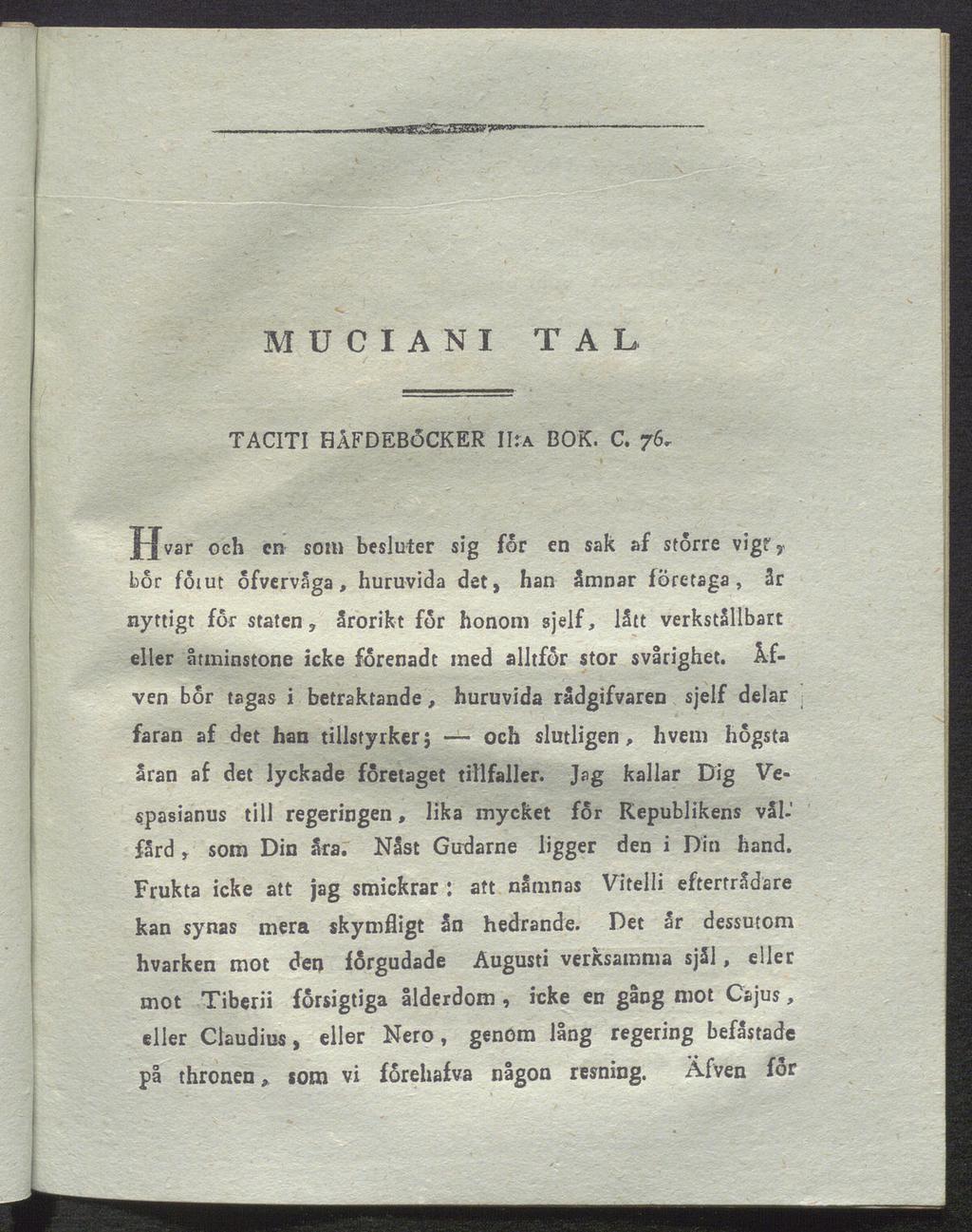 Μ U C I Α Ν I TAL TACITI HÅFDEBÖCKER IIja BOK. C. 76.