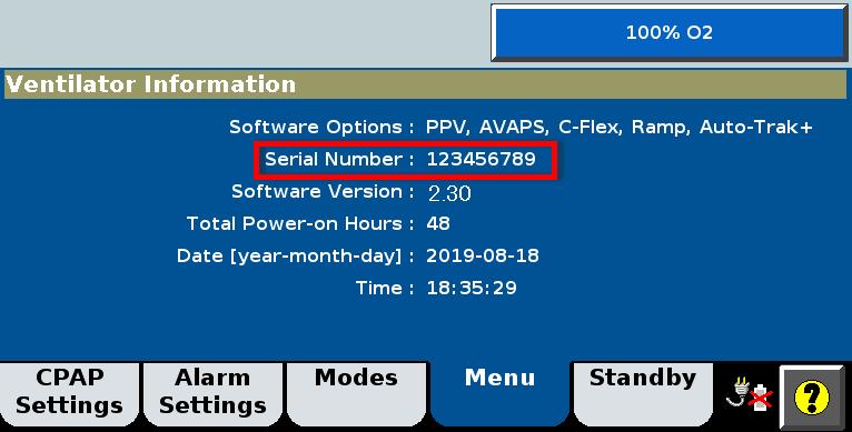 Välj fliken Menu (meny) nedtill på skärmen och välj sedan Vent Info (information om ventilator).