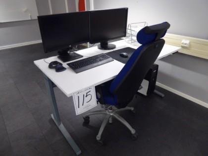 sänkbart skrivbord, stol, dator Hp