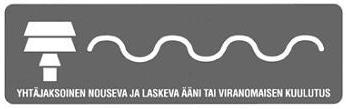 Sivu 26 / 32 Olyckor med farliga ämnen, radioaktivt nedfall, strålningslarm DEN ALLMÄNNA FAROSIGNALEN Den allmänna farosignalen varnar för en omedelbar fara som hotar befolkningen.