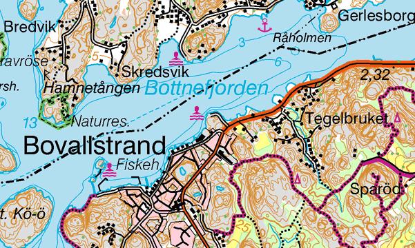 3 Områdesbeskrivning Undersökningsområdet i den tidiga undersökningen (2005) utgörs av hela planområdet som består av flera fastigheter som ligger i nordöstra delen av Bovallstrands samhälle och