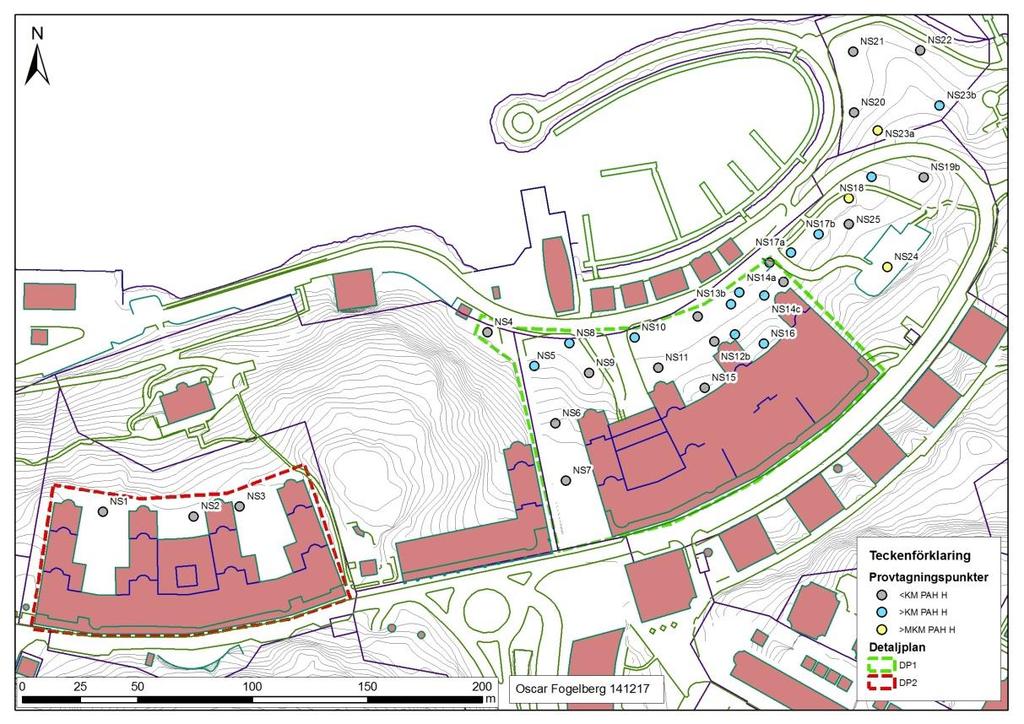 repo00.docx 0-0- Figur : Provtagningskarta med placering av provtagna punkter i P, P och del av P. Större figur ses i bilaga.
