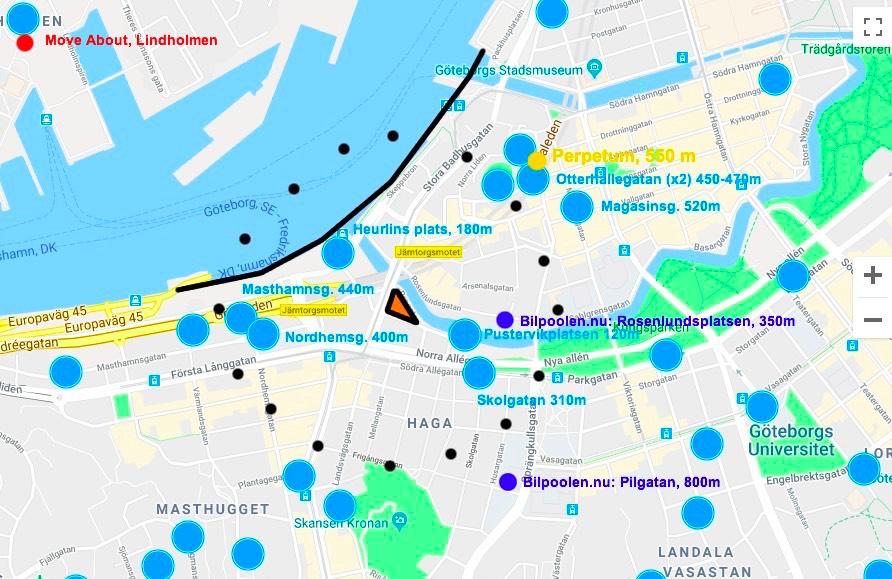 Bilpool och biluthyrning i närområdet På flera platser i närområdet har bilpoolsföretaget Sunfleet 3 bilar för olika ändamål 4. Även Move About 5 och Bilpoolen.nu 6 har bilpoolsbilar i Göteborg.