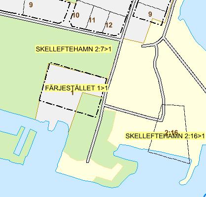 5.1.3 Rådighet Sökanden har full rådighet inom fastigheten Skelleftehamn 2:7 men viss begränsad kommer att genomföras inom fastigheten Färjestället 1, figur 5.4.