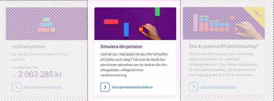 1 Intjänad pension Den första genvägen tar dig till verktyget Intjänad pension.
