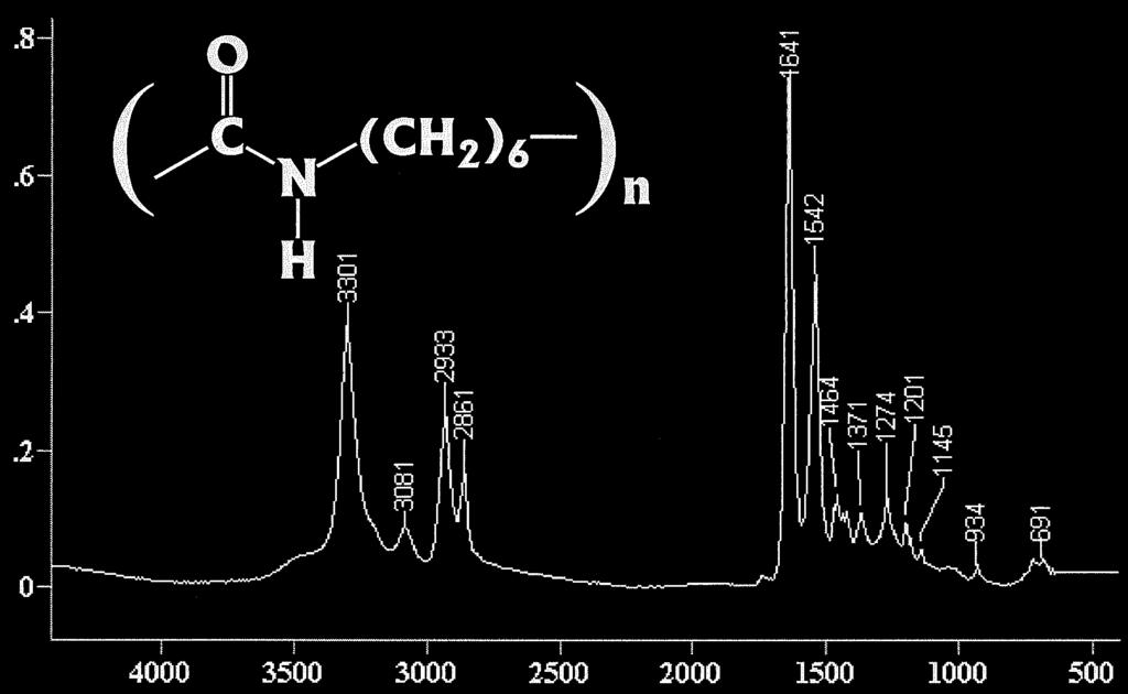 Sekundär amid Nylon-6,6 C=O In-plane N-H bend N-H