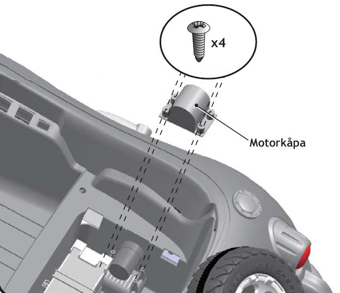 Steg 11: Montera motorkåpor 1) Sätt motorkåpan över motorn.