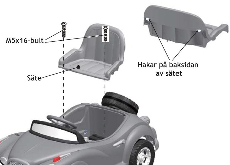 Steg 12: Montera säte 1) Sätt sätet på sin plats i bilen och se