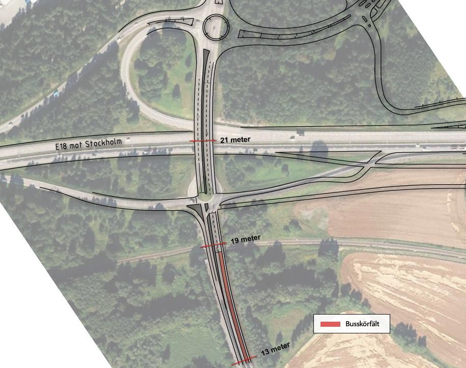 16(31) 3.1 Buss-sluss och busskörfält vid trafikplats Arninge Åtgärden omfattar en buss-sluss med busskörfält vid trafikplats Arninge.