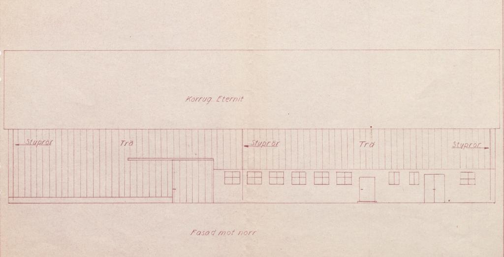 arkivet), RAÄ. Skrivaremöllan, Revingehed. Stall- och logbyggnad K0122.J12, norra fasaden.