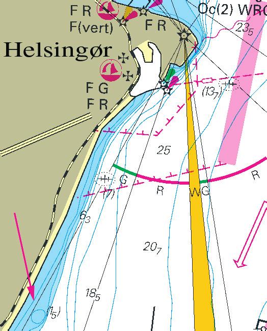 Nr 269 12 Öresund / The Sound 5794 Sjökort/Chart: 922 Danmark. Öresund. S om Helsingør. Snekkersten. Grund. Ett grund med ett minsta djup av 1,5 m skall införas på positionen.