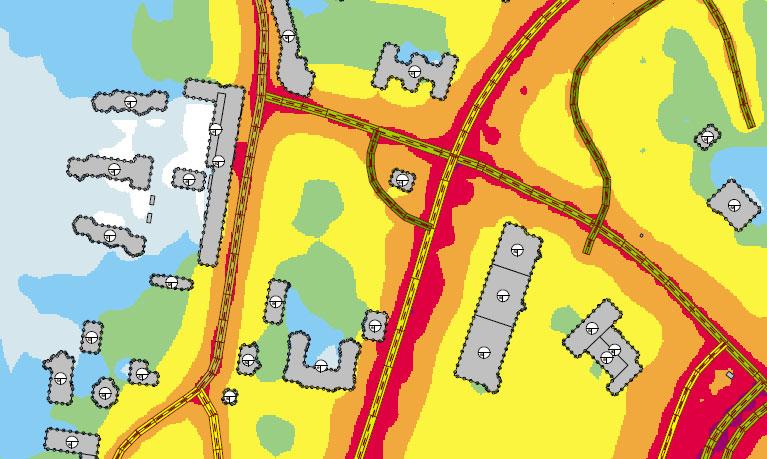 utgör huvudstråk för kollektivtrafiken över Pantarholmen och utgör en av orsakerna till planområdets bullerstörningar.