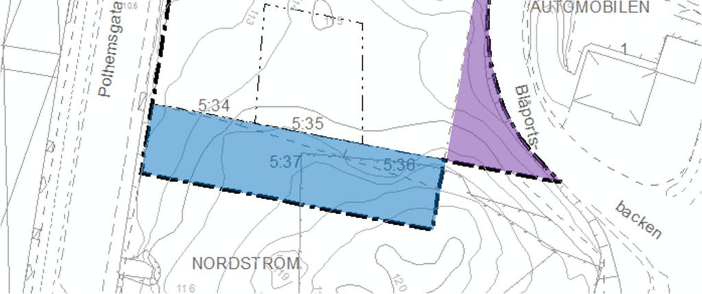 Nordström 15 Karlskrona 5:34, 5:35, 5:36 och 5:37 Bild 44. Fastighetskonsekvenskarta.