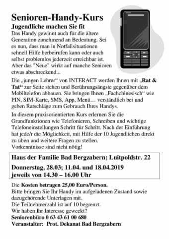 Bad Bergzabern, den 13.03.2019-25 - Südpfalz Kurier - Ausgabe 11/2019 an der Veranstaltung teilnehmen; ein Smartphone, Tablet oder Laptop ist mitzubringen.