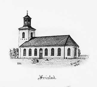 Kyrkan minst 800 år äldre än Fristad Fristad ligger långt från sin kyrka, här på en teckning av Ernst Wennergren från 1800-talet. Varför ligger Fristads kyrka så långt från Fristad?