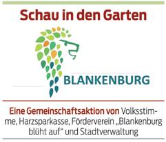 Gemeinschaftsaktion Schau in den Garten 2020 jetzt bewerben Die Aktion Schau in den Garten wurde gemeinsam von der Stadt Blankenburg (Harz), der Harzsparkasse, der Volksstimme und dem Verein