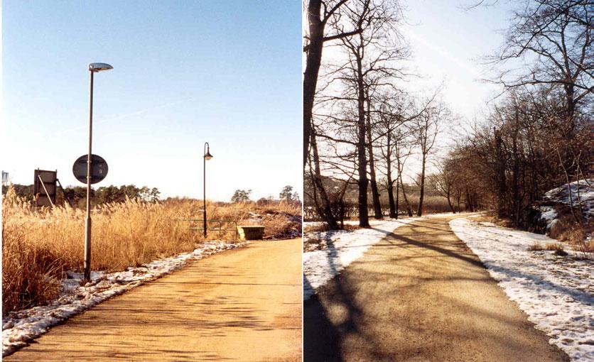 Sträckningen leder inte in till Hästö utan passerar utanför all bebyggelse. Den är dragen mellan idrottsplatsen och Wämöparken.