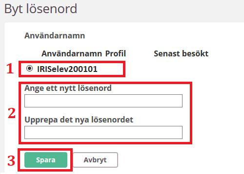 När du klickar på länken i det mail som du har fått kommer du till den här sidan. (1.) Här kommer du att se ditt användarnamn. (2.) Skriv upp användarnamnet så att du kommer ihåg det.