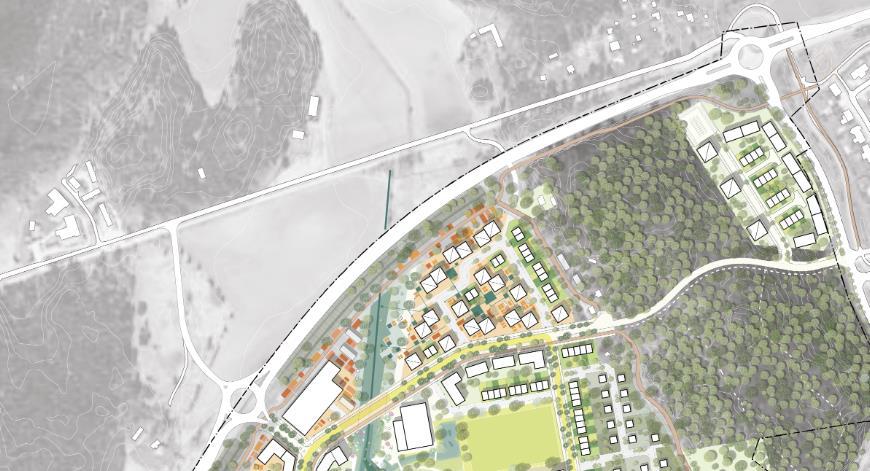 Illustration: Tovatt Architects & Planners AB och Mandaworks AB Inom planområdet planeras det för flera nya gator både som allmän platsmark samt kvartersmark.