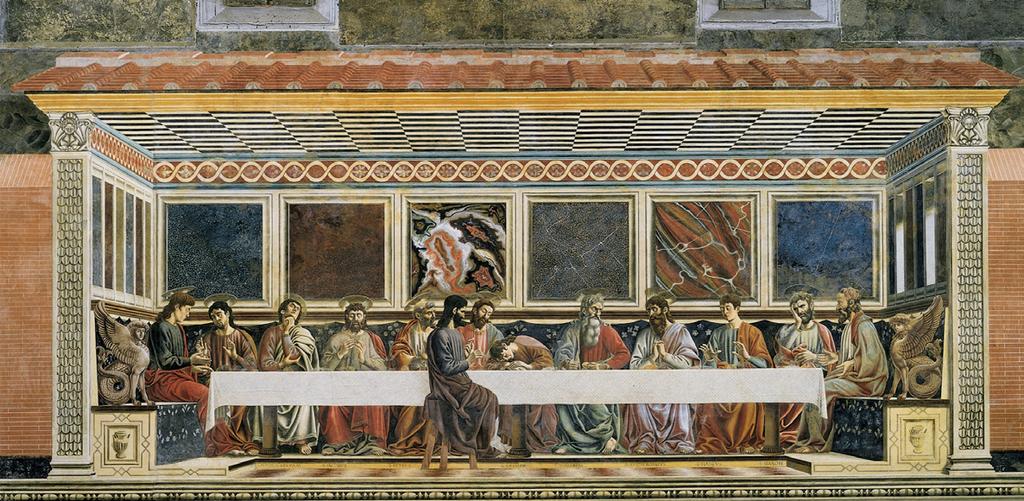 154 Kontextualisering Bild 4. Andrea del Castagno, Nattvarden, 1445-50, fresk, 453 x 975 cm, St. Appolonia, Florens. Wikimedia Commons.