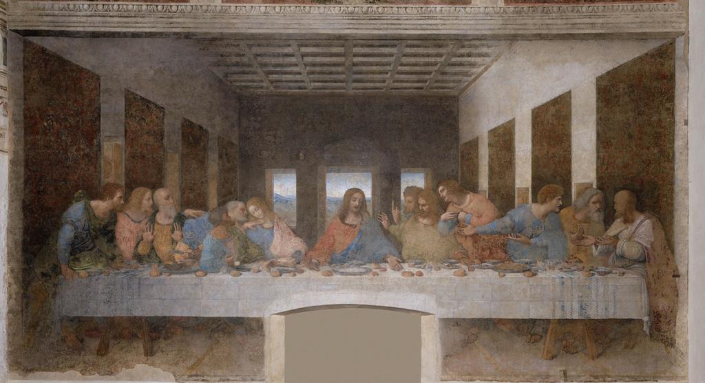 144 Kontextualisering Bild 1. Leonardo da Vinci, Nattvarden, 1495-98, oljetempera och al secco på puts, 460 880 cm, Santa Maria delle Grazie, Milano. Wikimedia Commons.