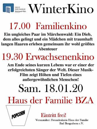 Bad Bergzabern, den 08.01.2020-24 - Südpfalz Kurier - Ausgabe 1/2/2020 WinterKino am Sa., 18.01.2020, zeigt zwei tolle Filme Beim nächsten Winterkino wird ein Märchen und eine wahre Lebensgeschichte mit Musik vom Feinsten gezeigt.