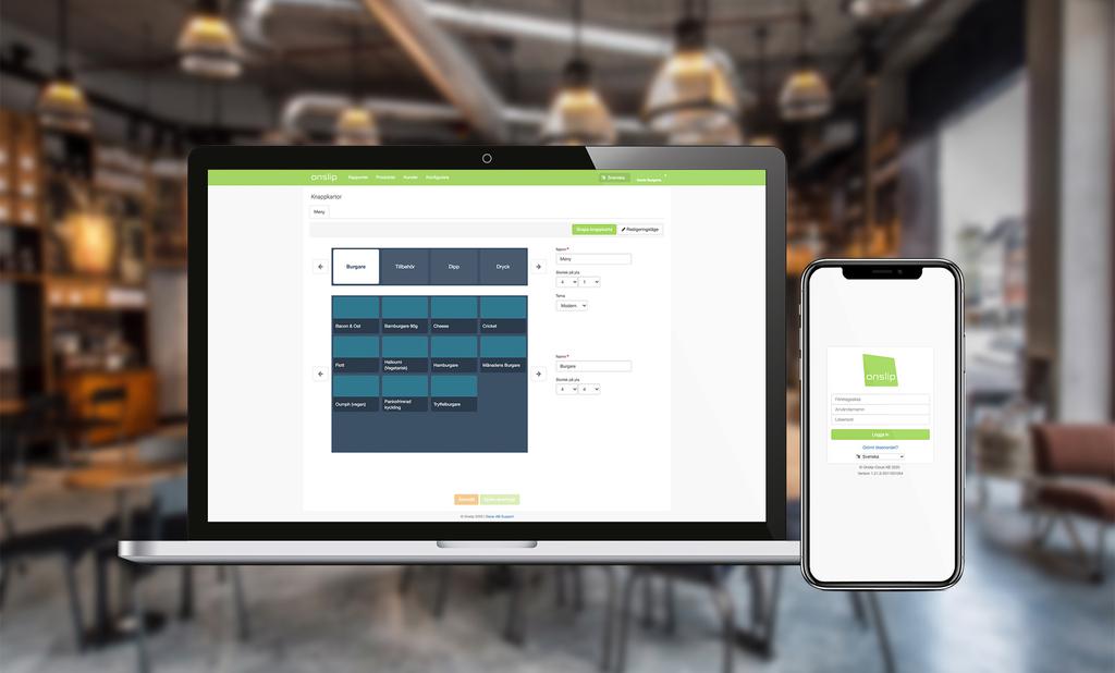 Gör ändringar vart du än är Med Onslip360 kan du närsom helst och vart som helst ha full koll på din försäljning eller uppdatera priser och menyer i kassan.