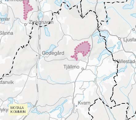 ÖP-förslaget hänvisar till riktlinjerna och ställningstagandena i vindkraftsplanen. Figur 6: Riksintresseområde för vindbruk.