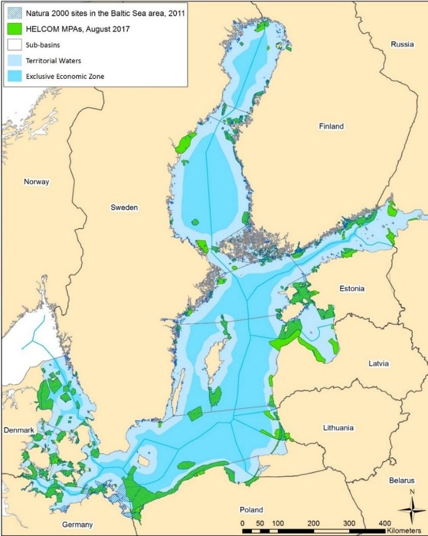 1.3.2. MPA-nätverk i Östersjön Natura 2000-nätverket baserar sig på skyddsområden som instiftats för lagligt skydd av de i habitatdirektivet och fågeldirektivet nämnda arterna och naturtyperna.