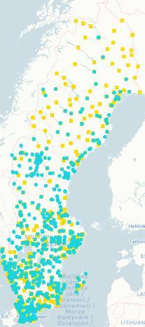 23 Figur 1. Regional fördelning av publika normalladdningspunkter samt 22 kw växelströmsladdning i Sverige.