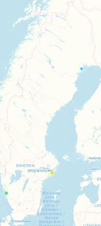 25 Figur 3: Regional fördelning av publika snabbladdstationer för tunga lastbilar i Sverige.