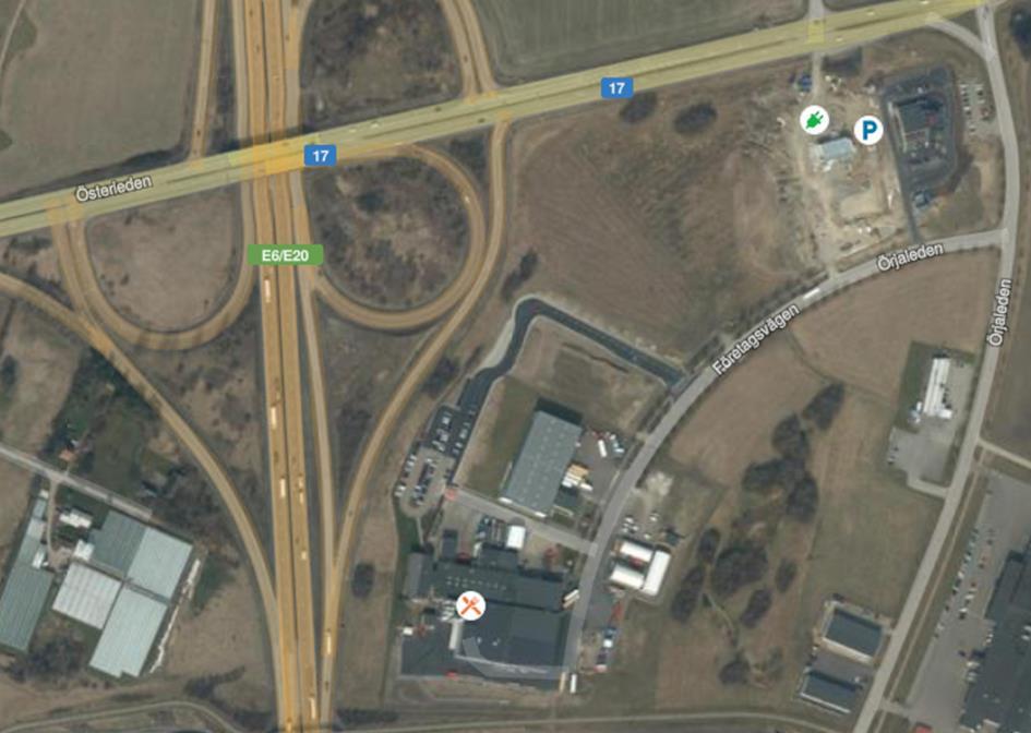 230 m Parkeringsyta 50 m Figur 2.1. Oatlys verksamhetsområde strax öster om E6/E20 utanför Landskrona. Källa bakgrundsbild: Google Maps.