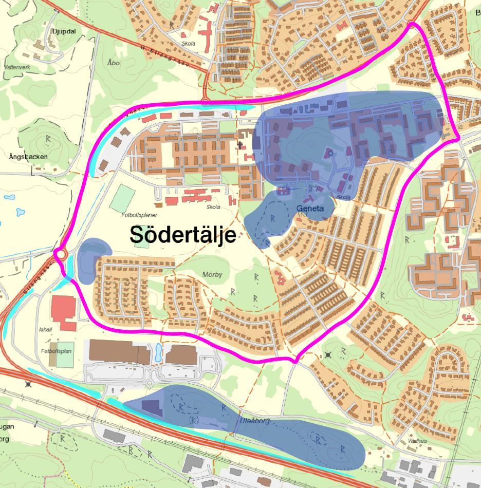 2 Översiktlig beskrivning av Geneta 2.1 Områdesbeskrivning Området Geneta är ett bostadsområde som ligger väster om Södertälje stadskärna. Området har en relativt platt topografi.