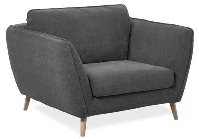 496 (13.995 ) 3-sits soffa med divan Madison i tyg Orinocco dark grey med armstöd A, svarta ben 1143 (24.