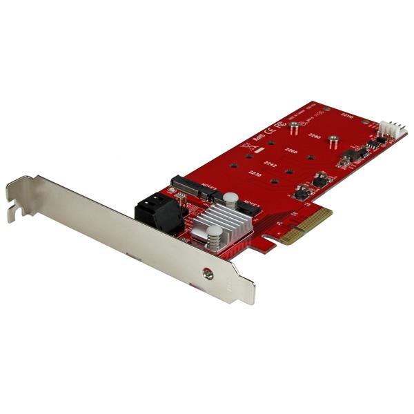 2x M.2 NGFF SSD RAID-kontrollerkort plus 2x SATA III-portar - PCIe Product ID: PEXM2SAT3422 Med detta M.2 SSD RAID-kontrollerkort kan du installera två M.