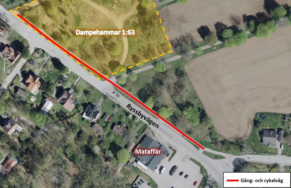 Samhällsbyggnadskontoret Tjänsteskrivelse 8(10) Gång- och cykelvägnät centrala Rockneby Befintlig sträckning Den södra gång- och cykelvägen inom planområdet längs Ryssbyvägen