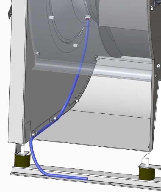 När mätledningen dras är det viktigt att slangen fixeras ordentligt samt att den inte kan nå fläkthjulet.