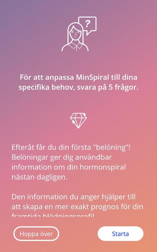 7.7 Jämförelseuppgifter För att få en bättre förutsägelse av din framtida blödning behöver appen lite information om dig (jämförelseuppgifter).