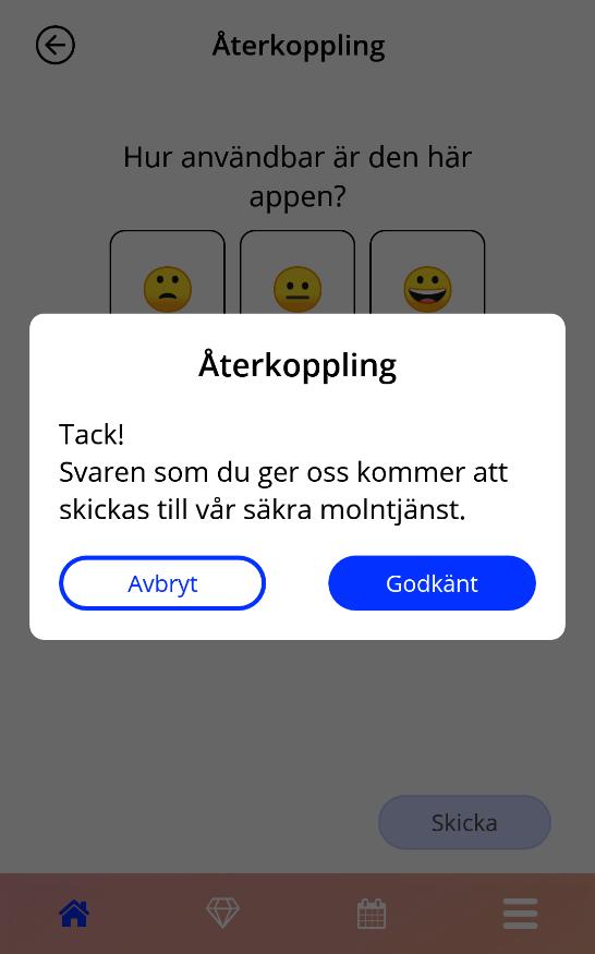 17.5 Ge feedback Via support-skärmen kan du skicka din feedback på appen, om du redan har fått din förutsägelse av blödning.