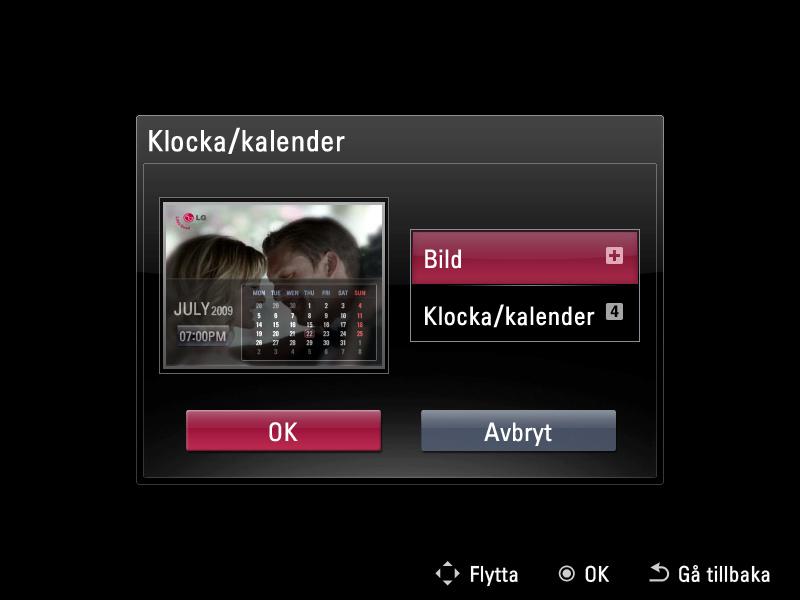 Bildspel 4 Klocka/Kalender Du kan ställa in klockan och kalendern.