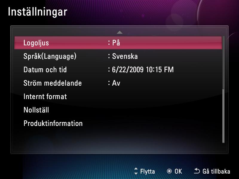 Inställning Via inställningar kan du konfigurera enhetens grundläggande egenskaper. Välj på Start-menyn. Inställningar Ljusstyrka Inställning av skärmens ljusstyrka. Inställningar från till 5.